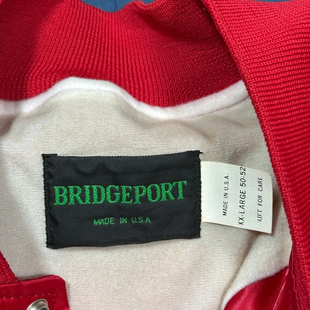 Vintage 80s Satin Bomber Jacket Red XXL Bridgeport Lewis Family Bluegrass Gospel